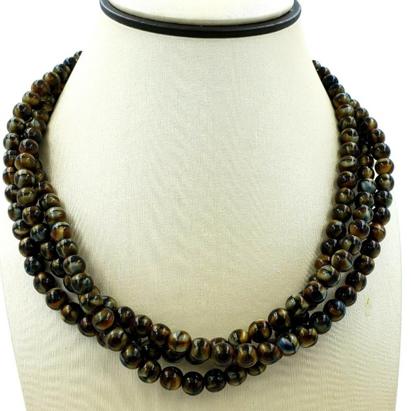 Carlisle | Jewelry | Carlisle 3 Strand Necklace W Faux Tigers Eye Beads ...